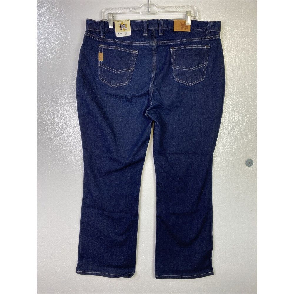 Texas Jeans Womens Sz 18 Blue Denim Dark Wash Bootcut Stretch Cotton Made In USA